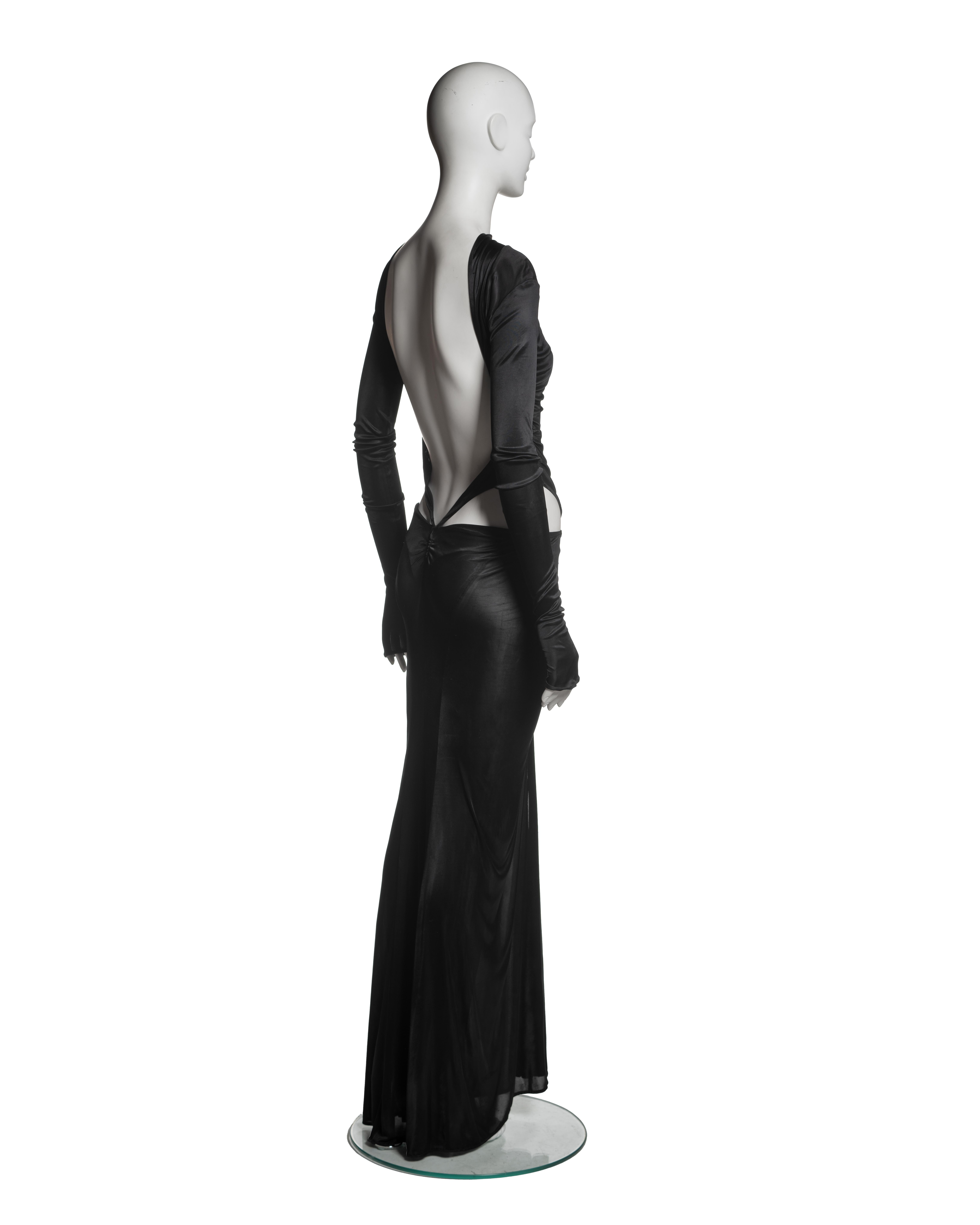 Roberto Cavalli Black Viscose Cutout Evening Dress with Ruched Seams, FW 2003 10