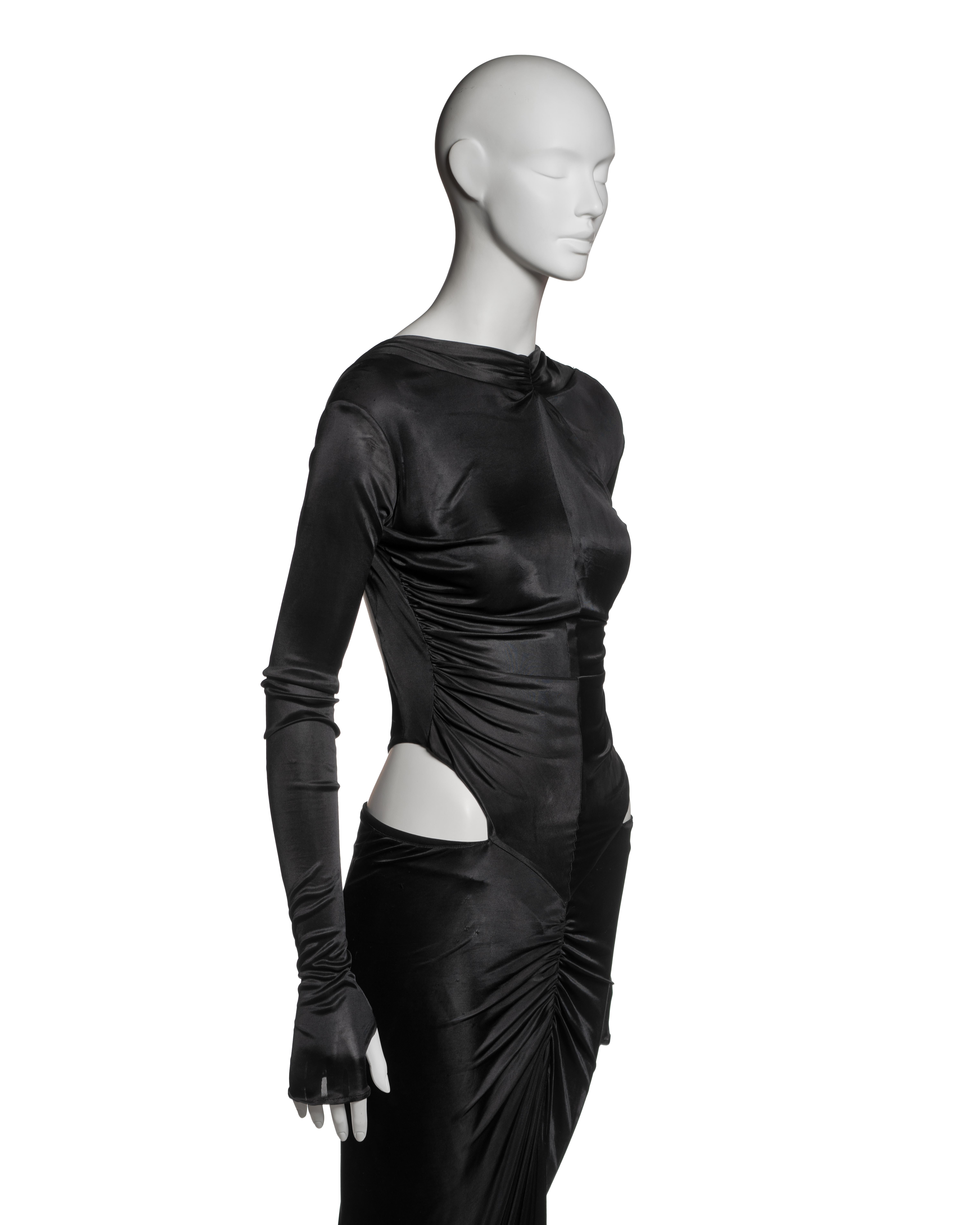 Roberto Cavalli Black Viscose Cutout Evening Dress with Ruched Seams, FW 2003 3