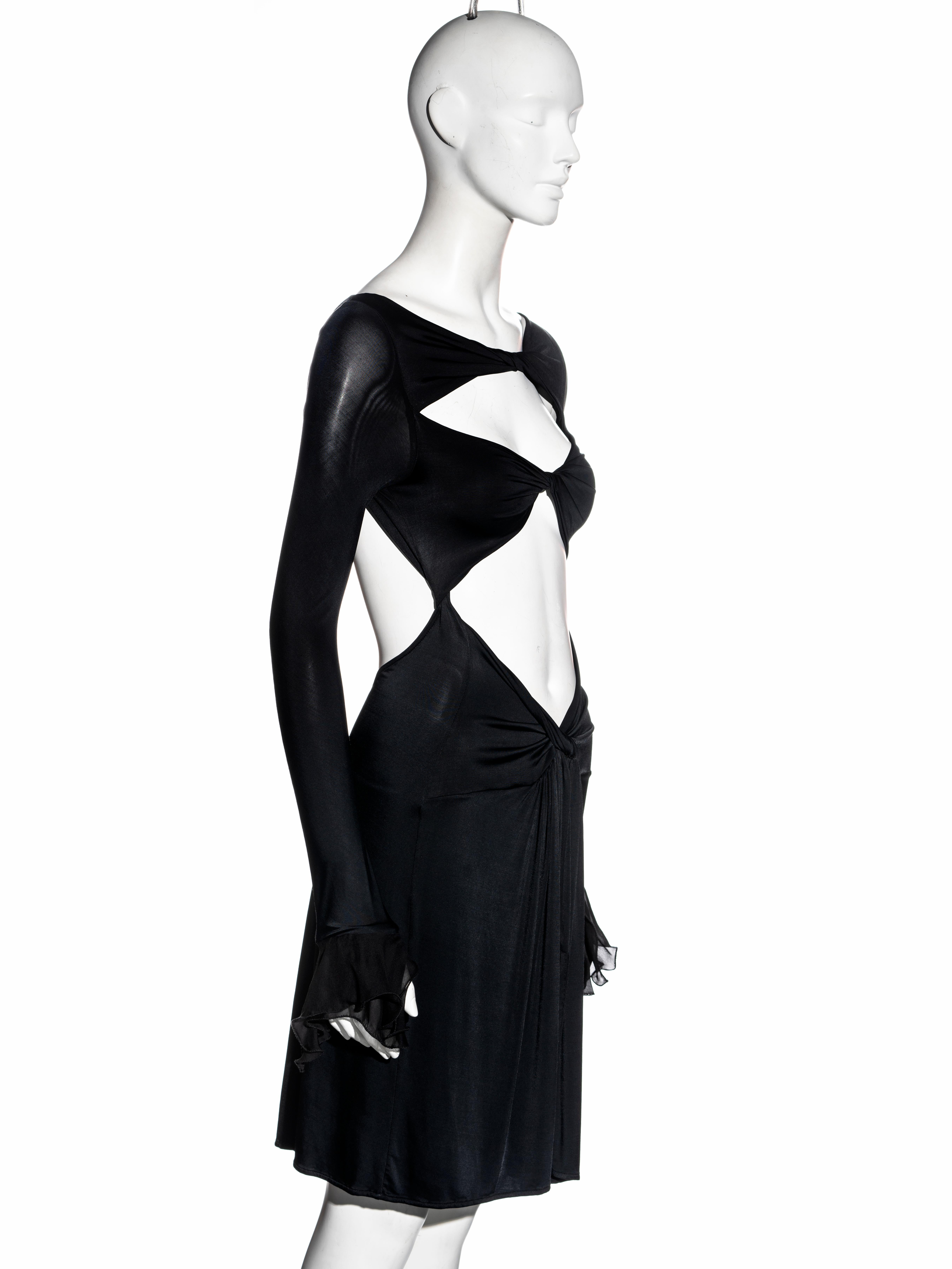 Roberto Cavalli black viscose dress with cut-outs, ss 2006 In Excellent Condition In London, GB
