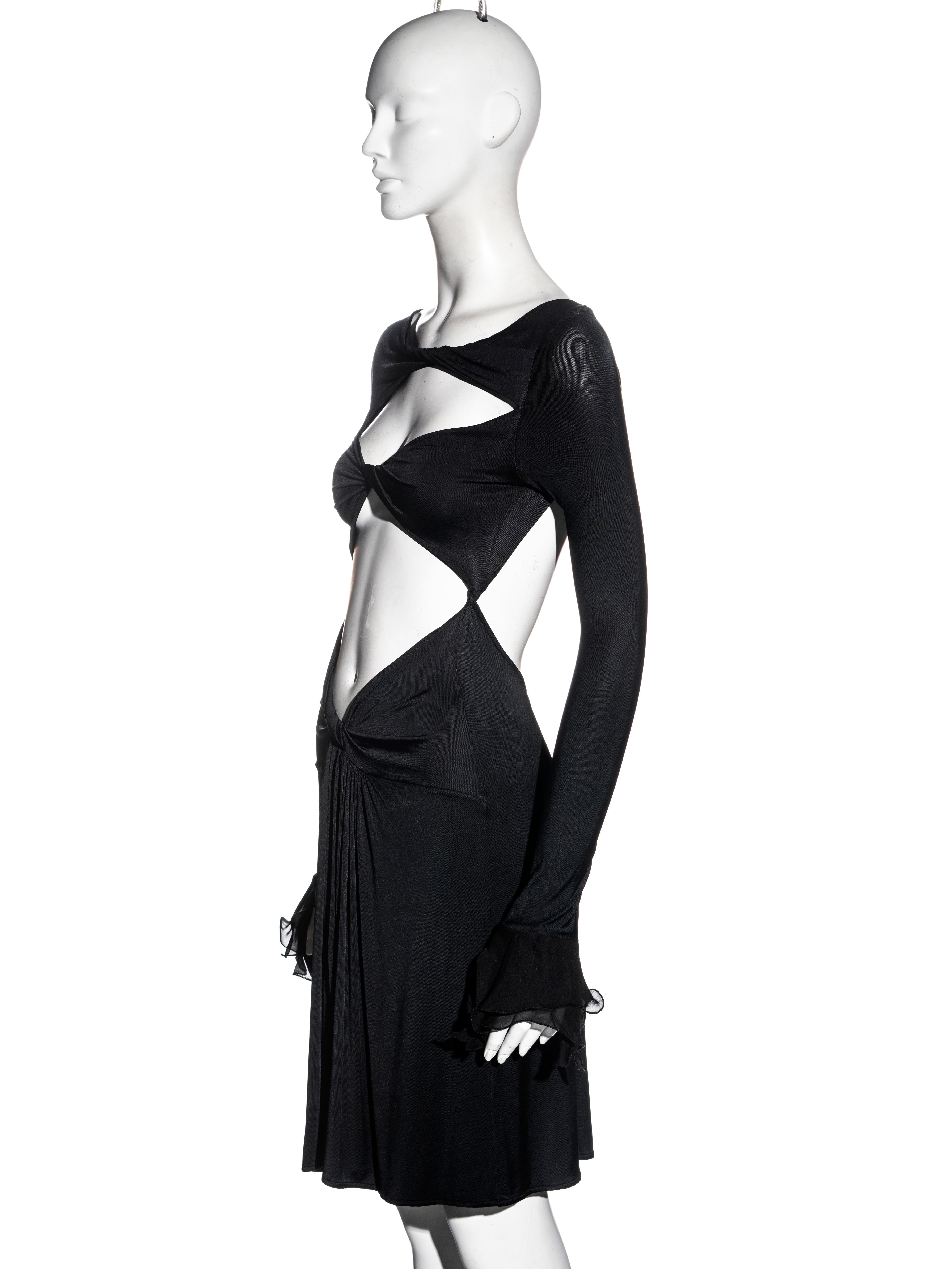 Women's Roberto Cavalli black viscose dress with cut-outs, ss 2006