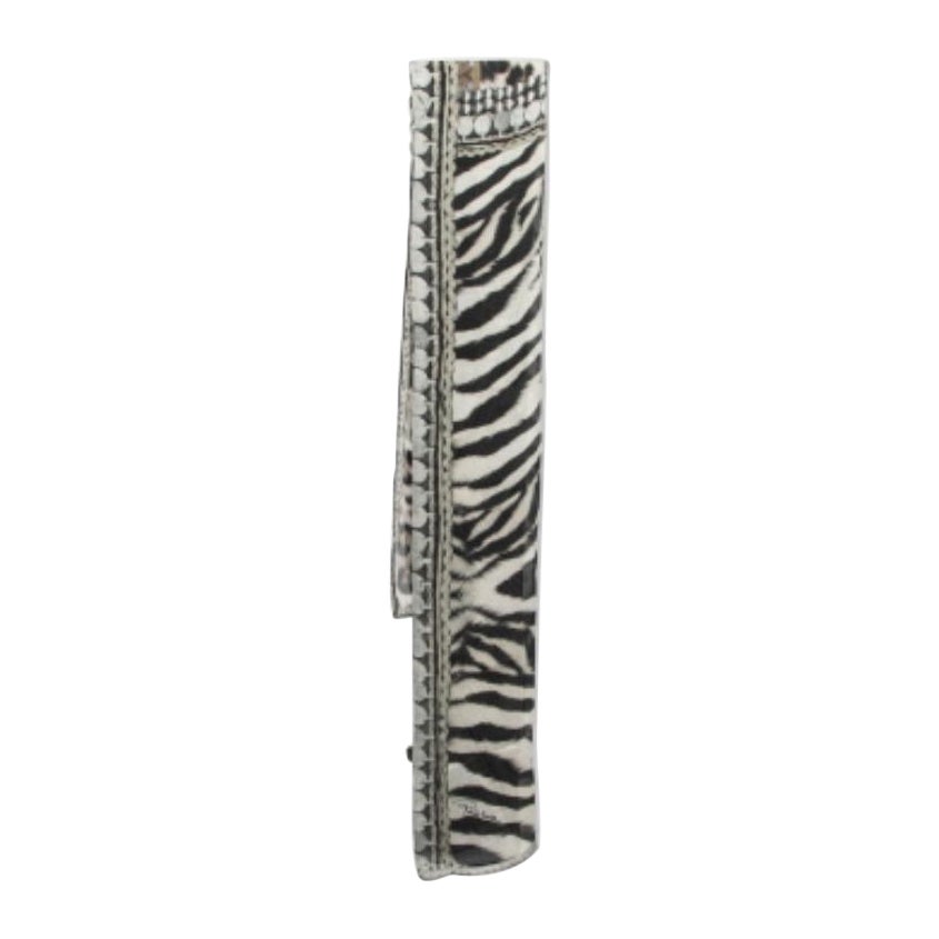 Roberto Cavalli - Étole en soie à imprimé animalier noir/blanc