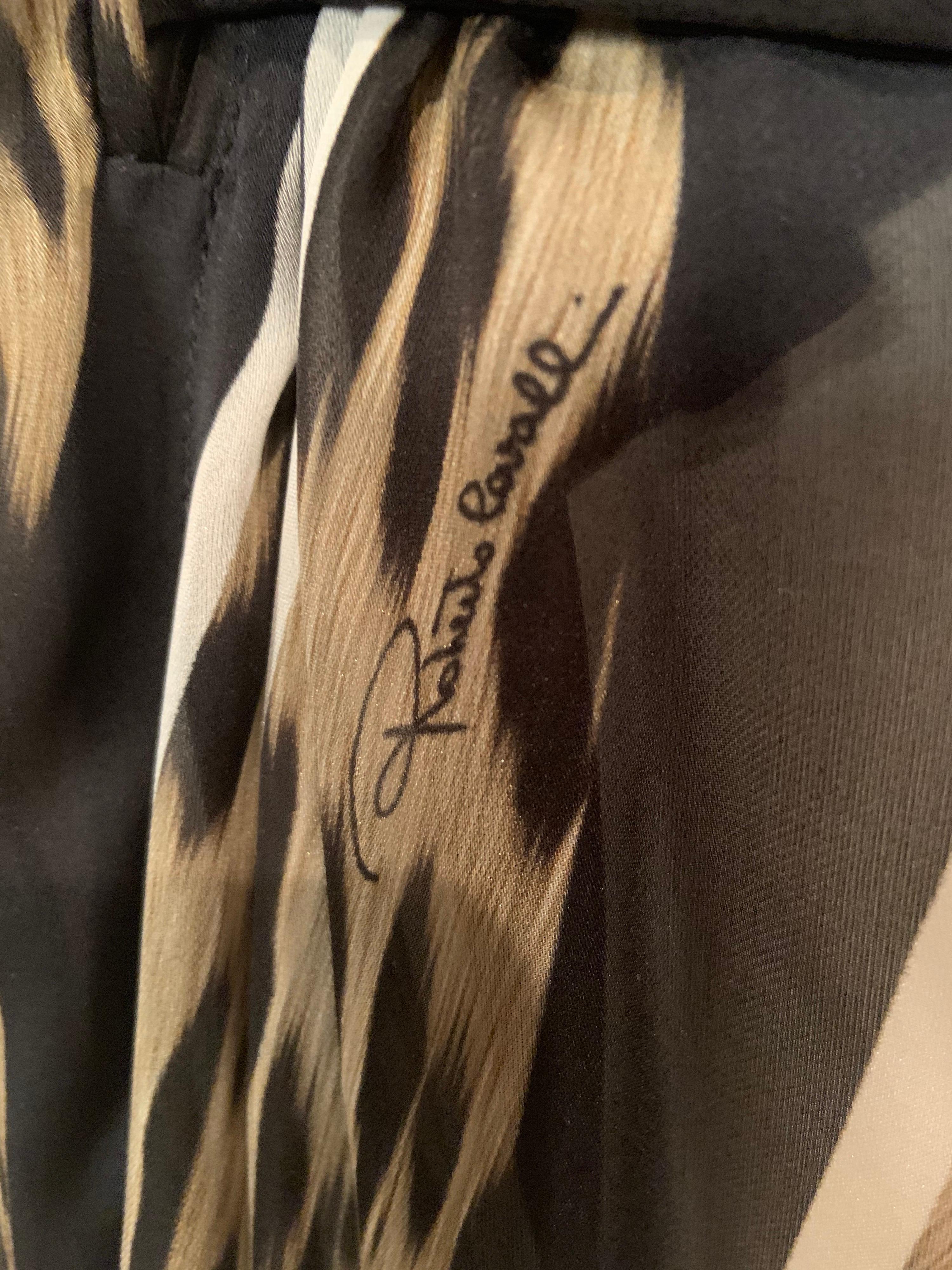 Women's Roberto Cavalli Black, White Striped Print Silk Chiffon Dress or Caftan