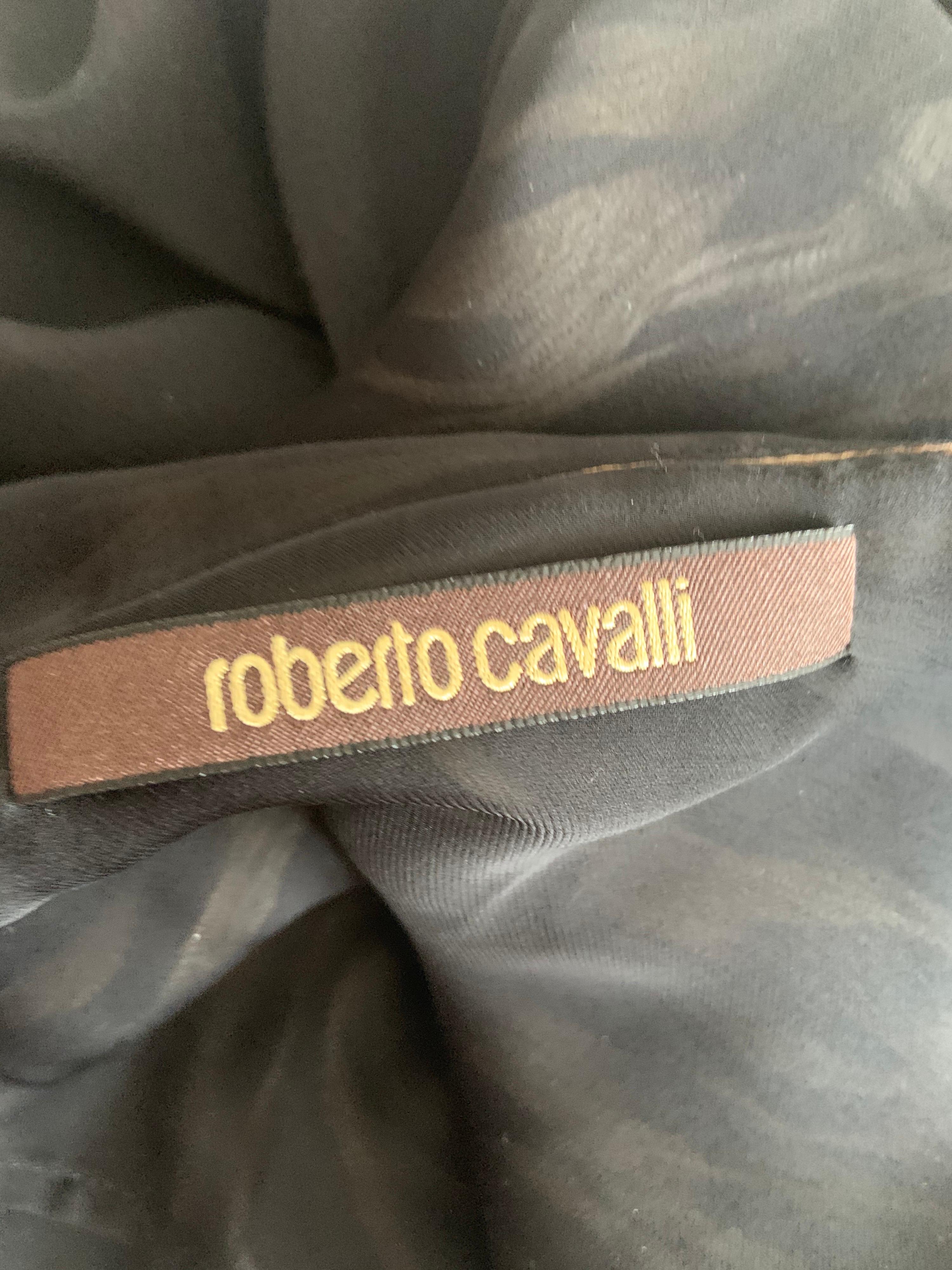 Roberto Cavalli Black, White Striped Print Silk Chiffon Dress or Caftan 1