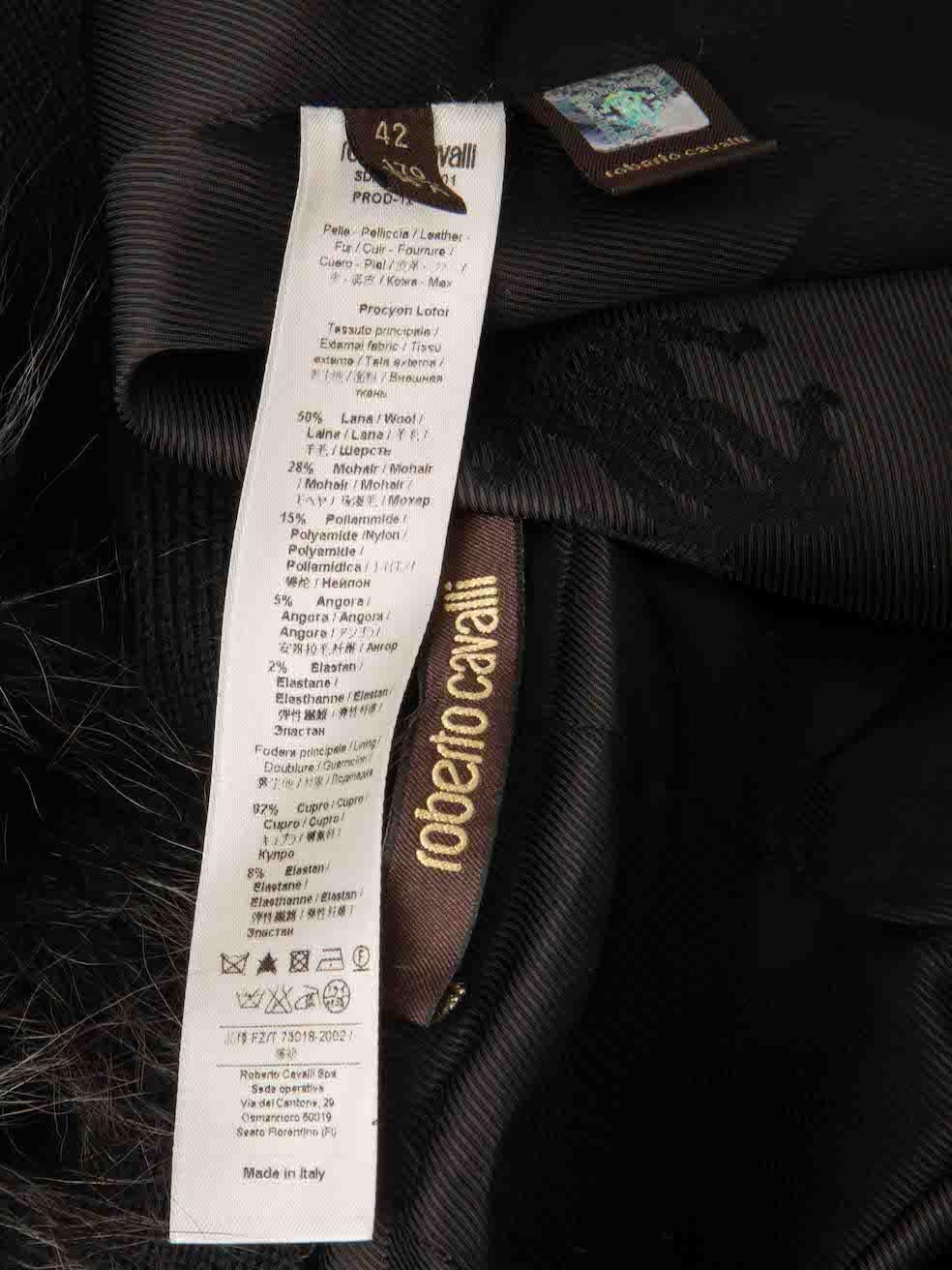 Roberto Cavalli Schwarzer Mantel aus Wolle mit abstraktem Muster Größe M Damen im Angebot