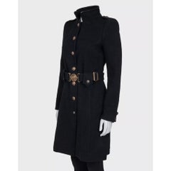 Roberto Cavalli Black Wool & Cashmere Belted Coat Sz.40/ S