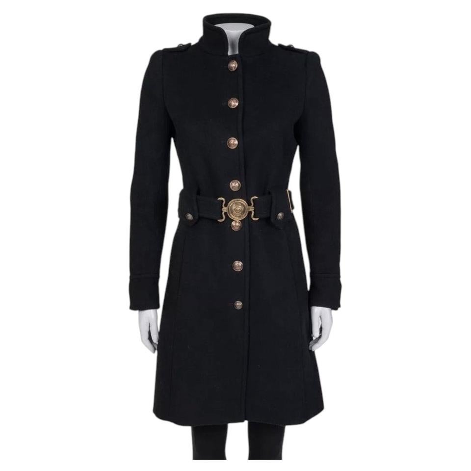 Pre-owned Roberto Cavalli Black Wool & Cashmere Belted Coat Sz.40/ S