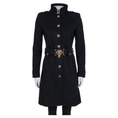 Roberto Cavalli Black Wool & Cashmere Belted Coat Sz.40/ S