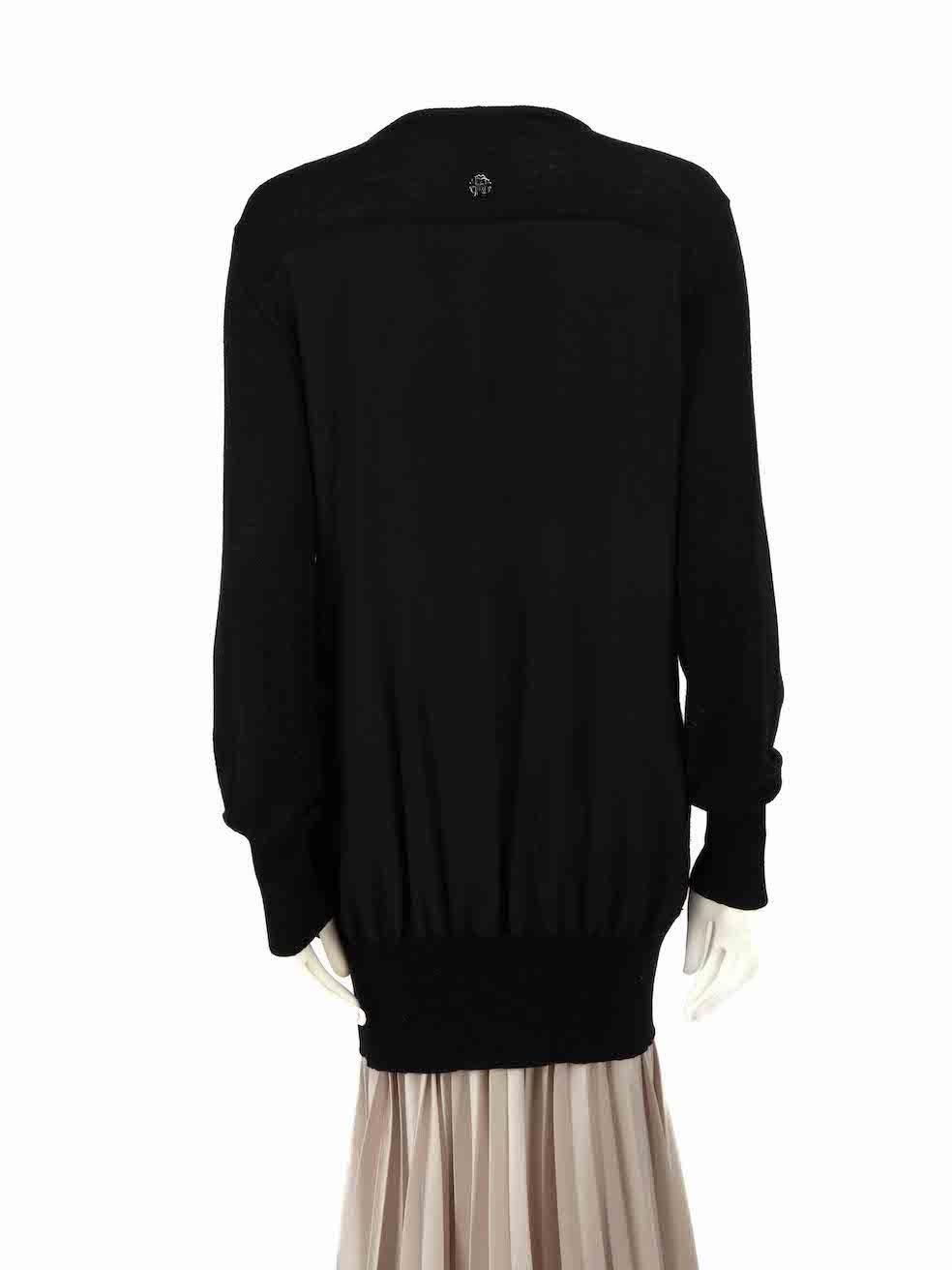Roberto Cavalli Black Wool Knit Silk Panel Jumper Size XXL In Good Condition For Sale In London, GB
