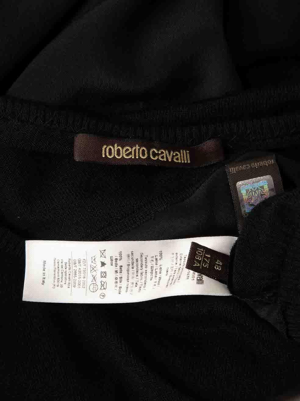 Roberto Cavalli Black Wool Knit Silk Panel Jumper Size XXL For Sale 1