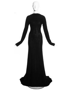 Roberto Cavalli black wool low back trained evening dress, c. 2000s