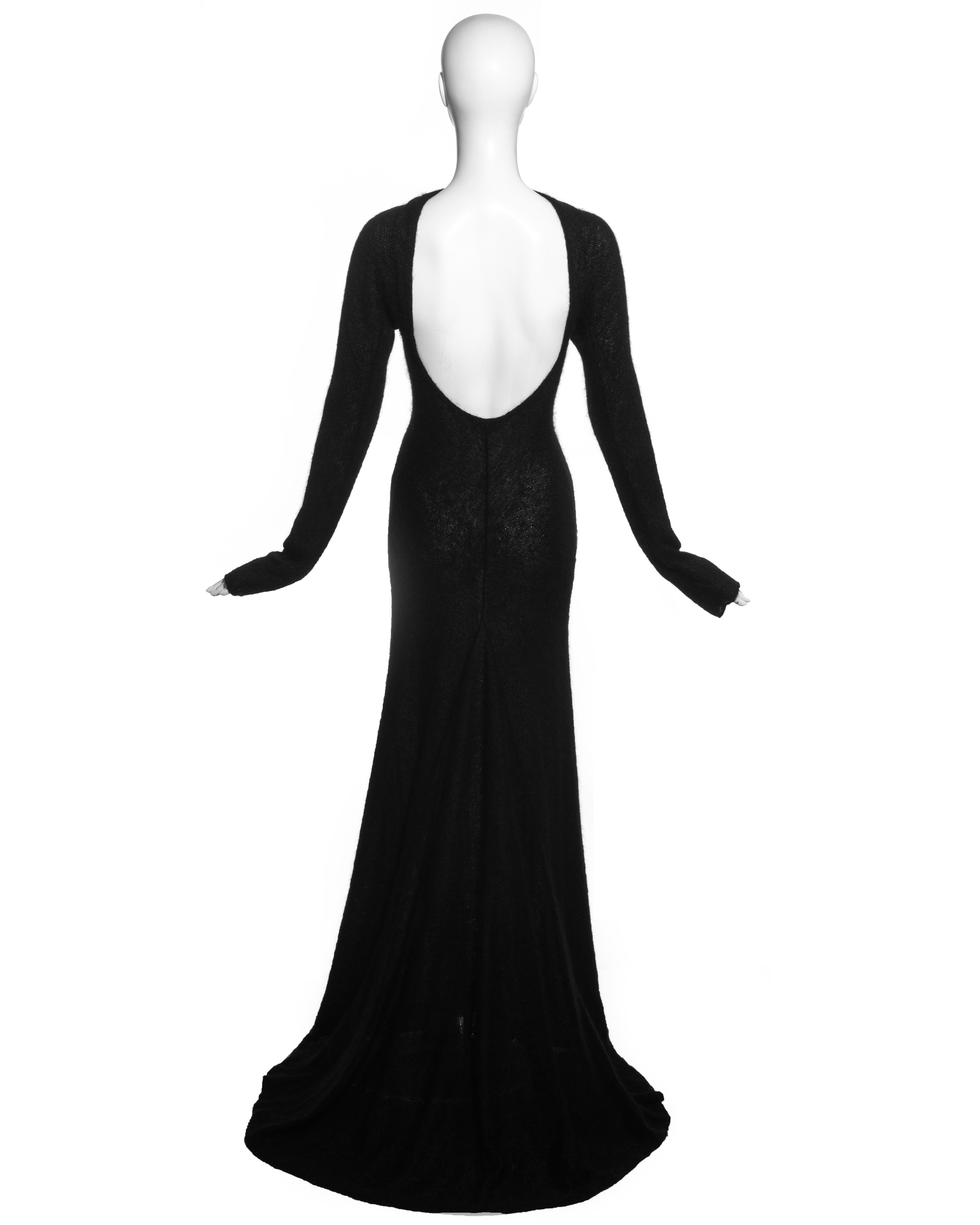 Roberto Cavalli black wool low back trained evening dress, c. 2000s For  Sale at 1stDibs