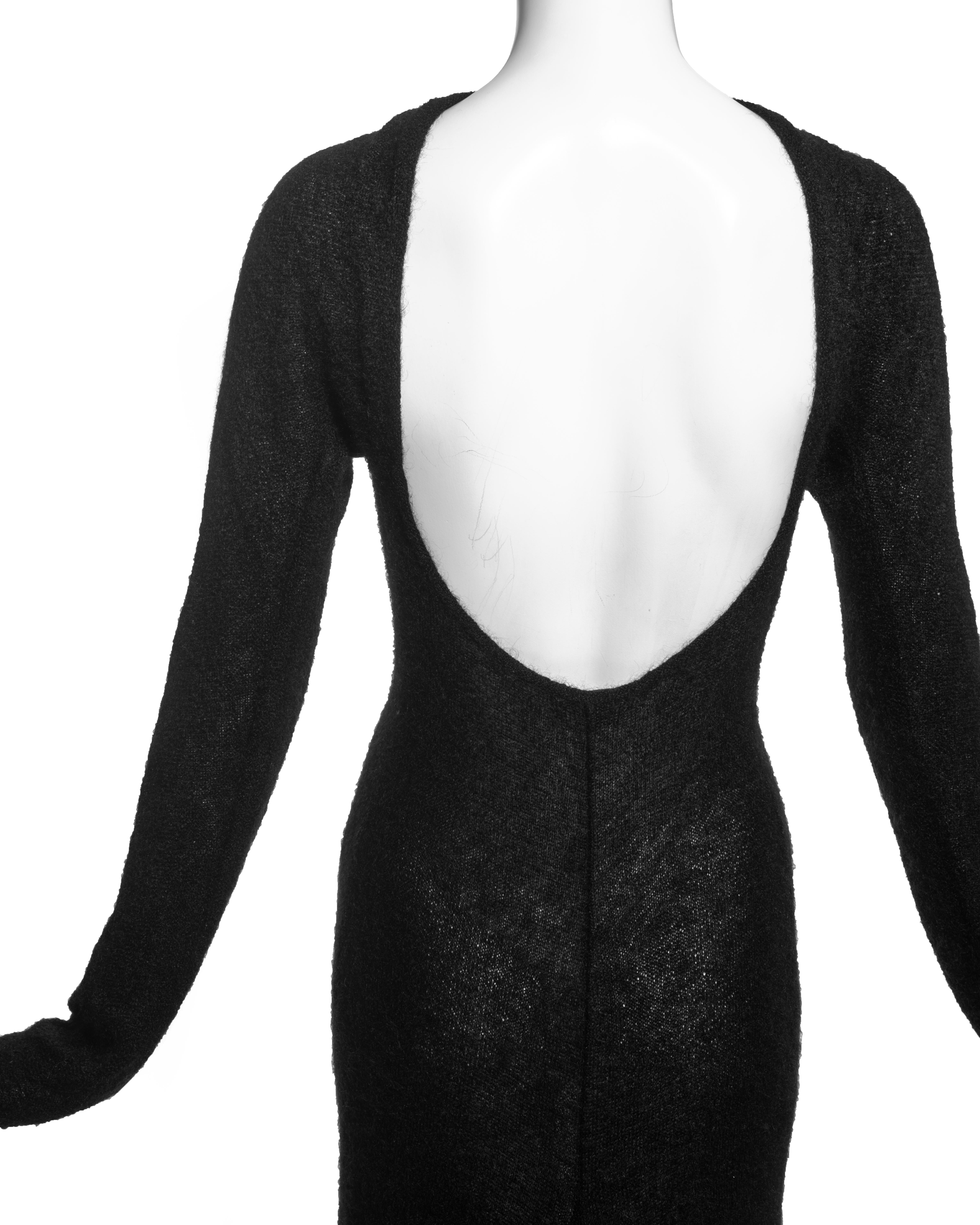 Black Roberto Cavalli black wool low back trained evening dress, c. 2000s For Sale