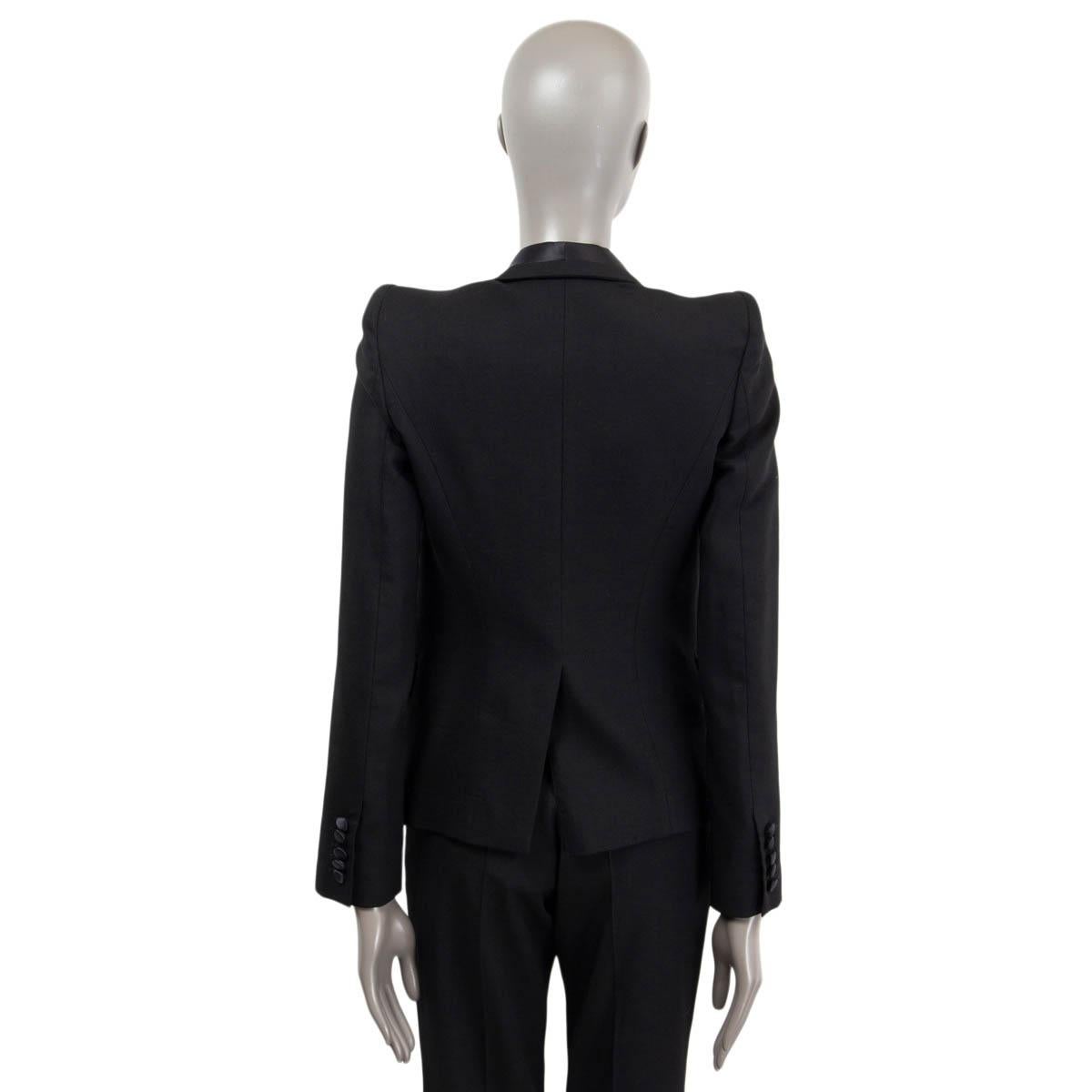 Women's ROBERTO CAVALLI black wool SATIN TRIM TUXEDO Blazer Jacket 38 XS For Sale