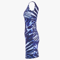Roberto Cavalli Blue Abstract Print Fitted Dress - '00s