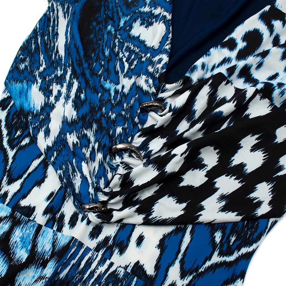 Women's or Men's Roberto Cavalli Blue Contrast Animal Print Maxi Dress - Size US 2 For Sale
