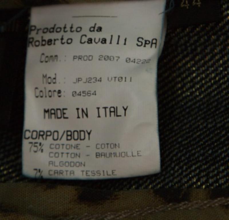 Roberto Cavalli Blau Dunkel gewaschene Jeans aus Denim mit Gold Lurex-Detail und Stiefelschliff M (Schwarz) im Angebot