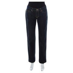 Roberto Cavalli Blue Dark Wash Denim Gold Lurex Detail Boot-Cut Jeans M