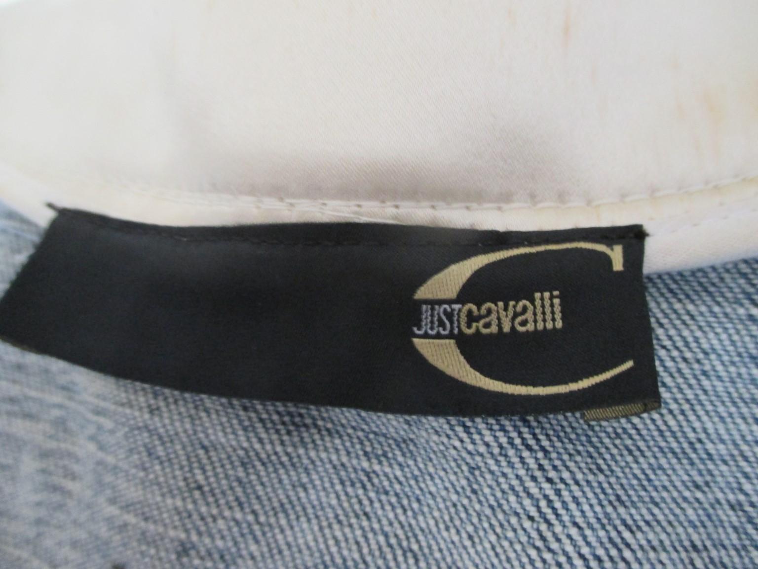 Roberto Cavalli  Blue Denim Embroidered Jacket For Sale 4
