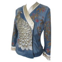 Roberto Cavalli  Blue Denim Embroidered Jacket 
