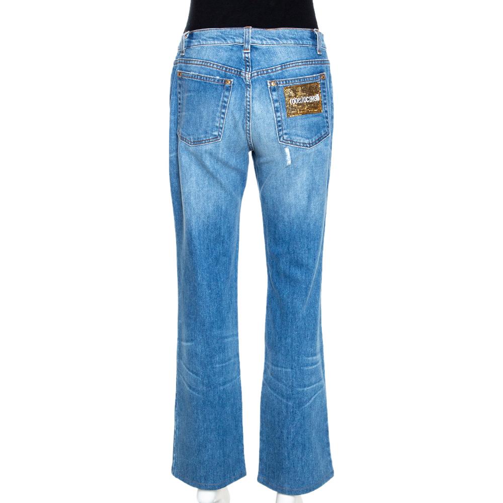 Cavalli RRP $300 Just Cavalli Donna ‘S Dritto Torn Jeans Blu Taglia W26/IT40/UK8 