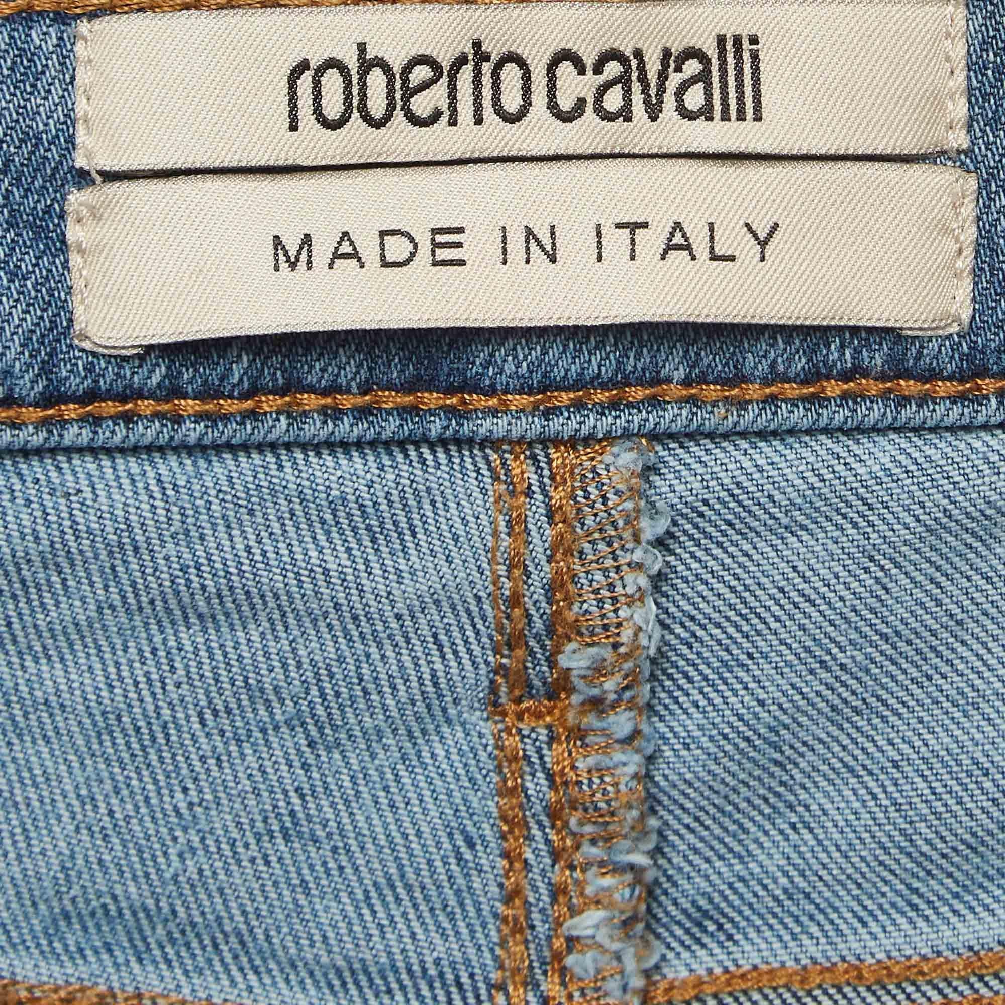 Gray Roberto Cavalli Blue Embellished Denim Jeans M Waist 24