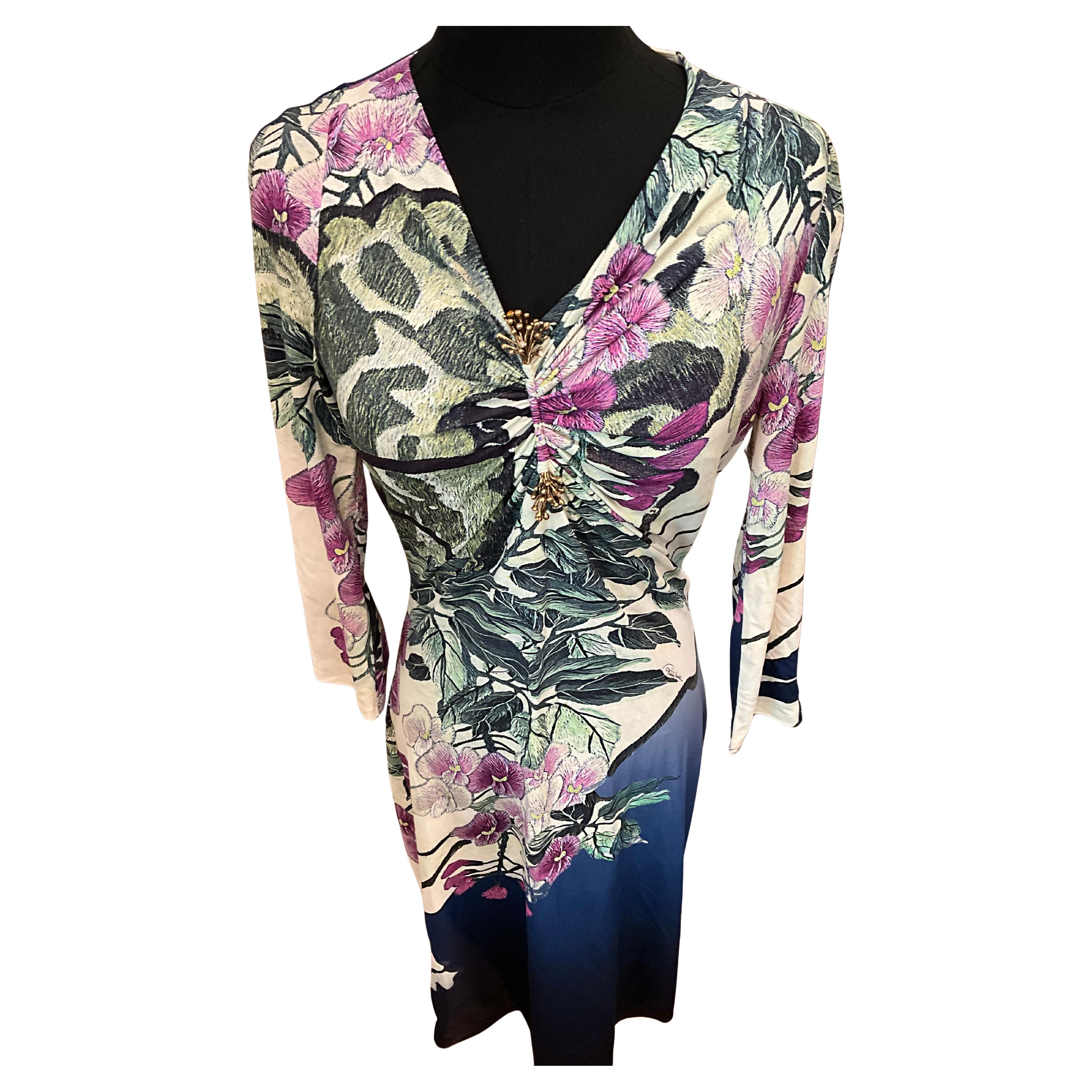 Roberto Cavalli - Robe à fleurs - Bleu