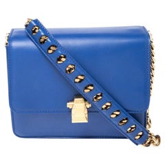 Roberto Cavalli Blue Leather Milano Flap Shoulder Bag