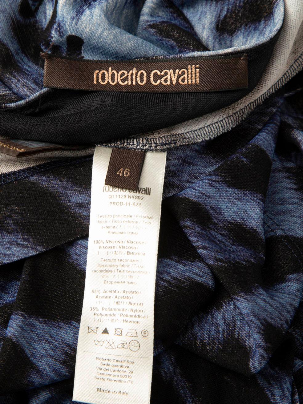 Roberto Cavalli - Robe bleue imprimée léopard et points, taille XL en vente 1