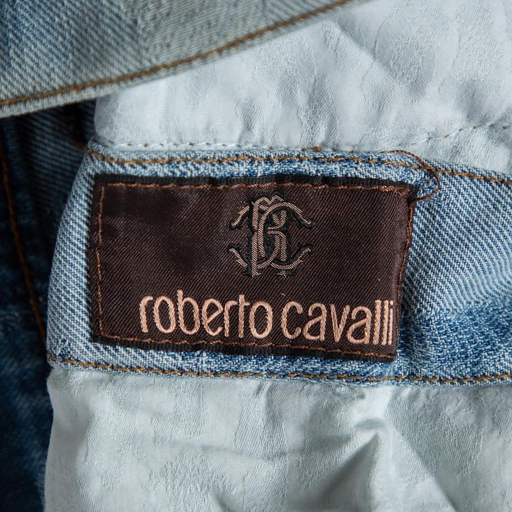 Roberto Cavalli Blue Light Wash Denim Distressed Pattern Jeans S 1
