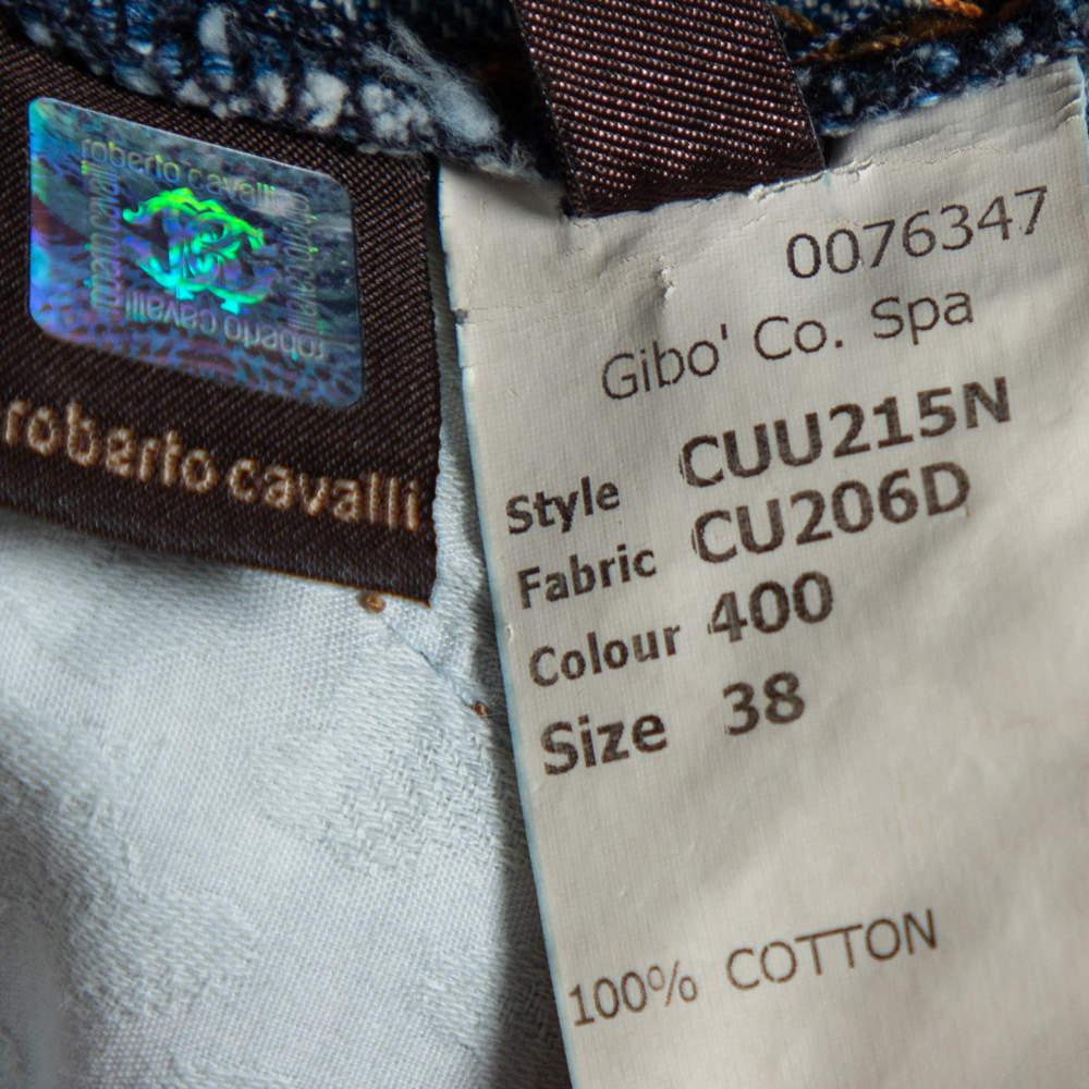 Roberto Cavalli Blue Light Wash Denim Distressed Pattern Jeans S 2