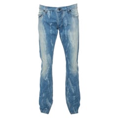 Roberto Cavalli Blue Light Wash Denim Distressed Pattern Jeans S
