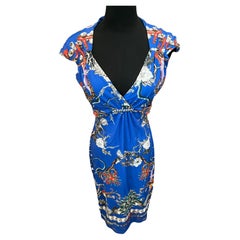 Roberto Cavalli - Robe à imprimé bleu