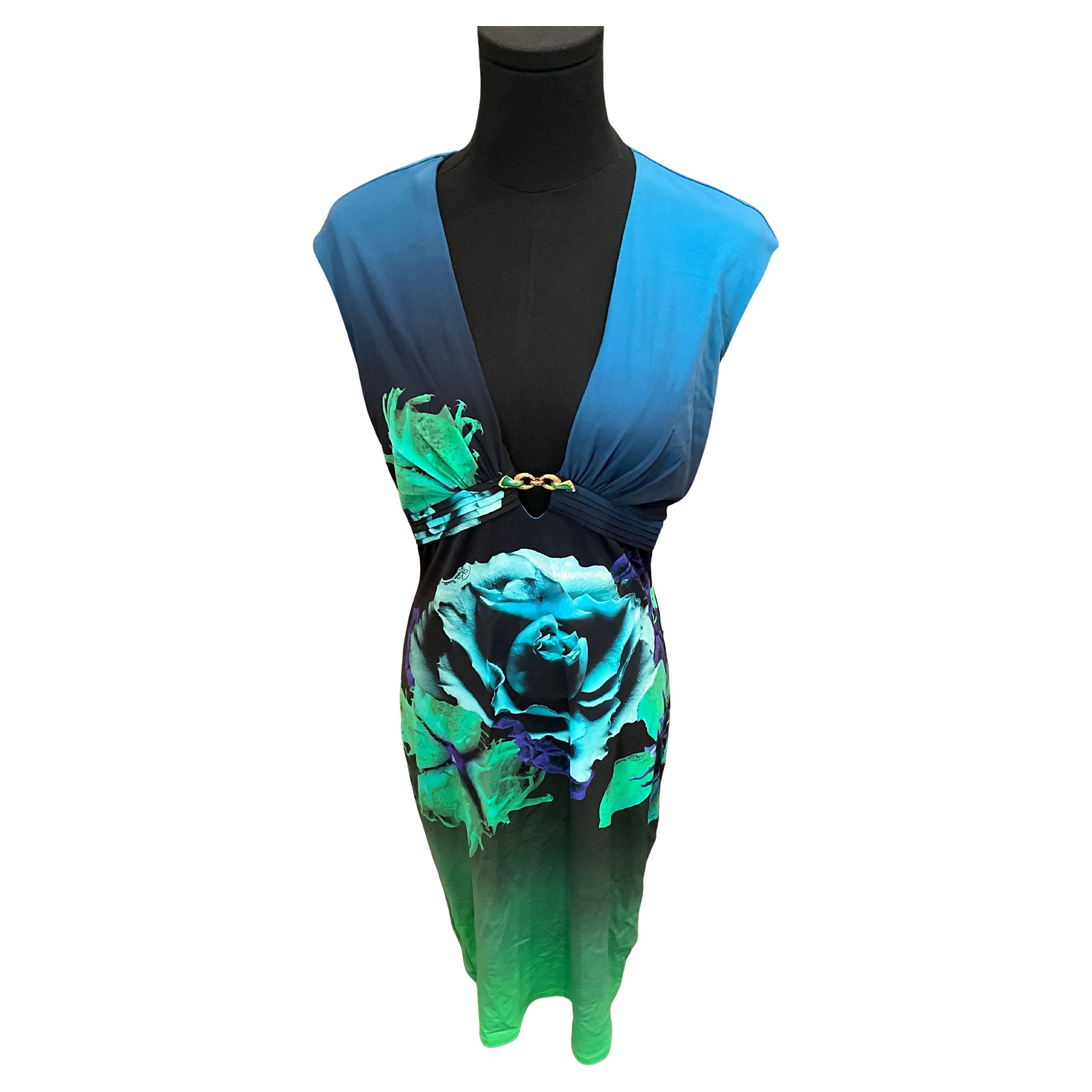 Roberto Cavalli - Robe à imprimé bleu