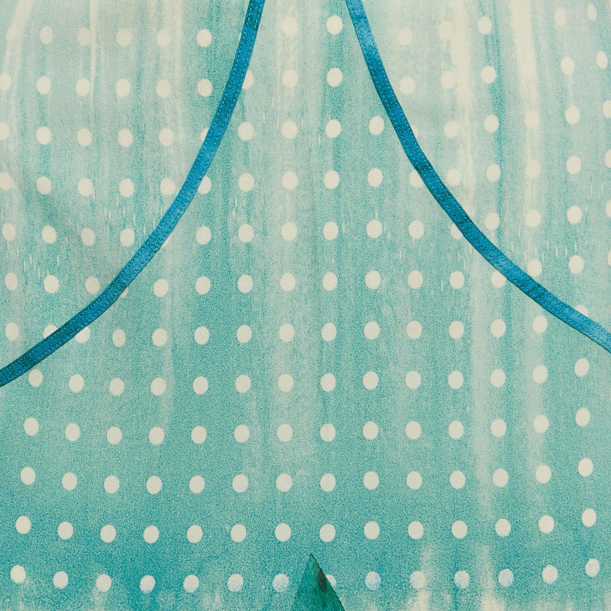Roberto Cavalli Blue Printed Silk Asymmetric Aqua Dress L 1