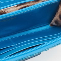 Roberto Cavalli Blue Python Zip Around Continental Wallet