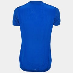 Roberto Cavalli Blue Silk & Cashmere Short Sleeve Jumper S