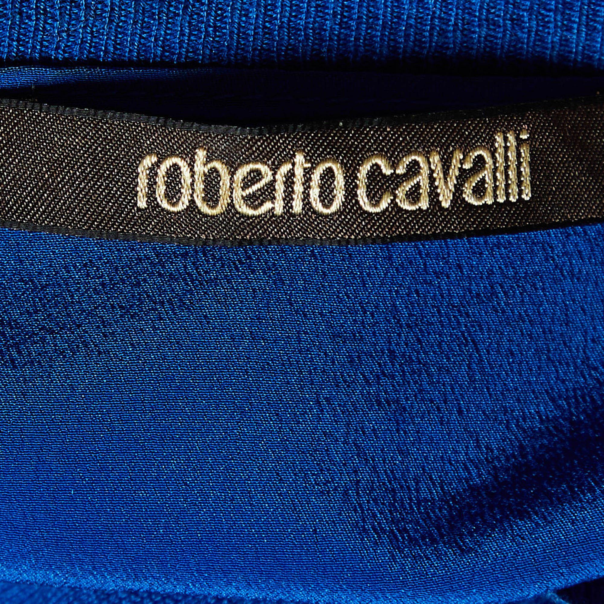 Women's Roberto Cavalli Blue Silk & Cashmere Short Sleeve Jumper S For Sale