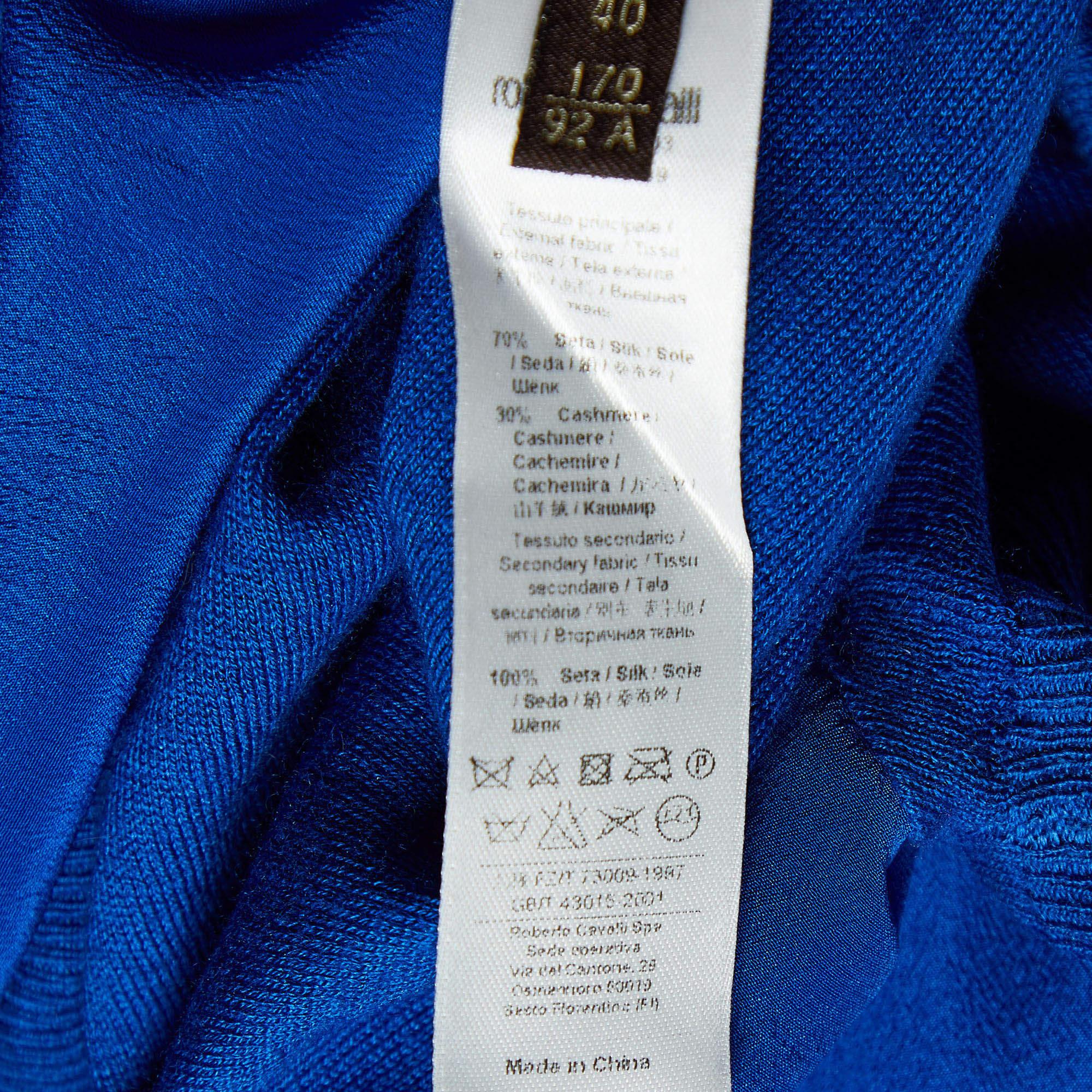 Roberto Cavalli Blue Silk & Cashmere Short Sleeve Jumper S For Sale 1