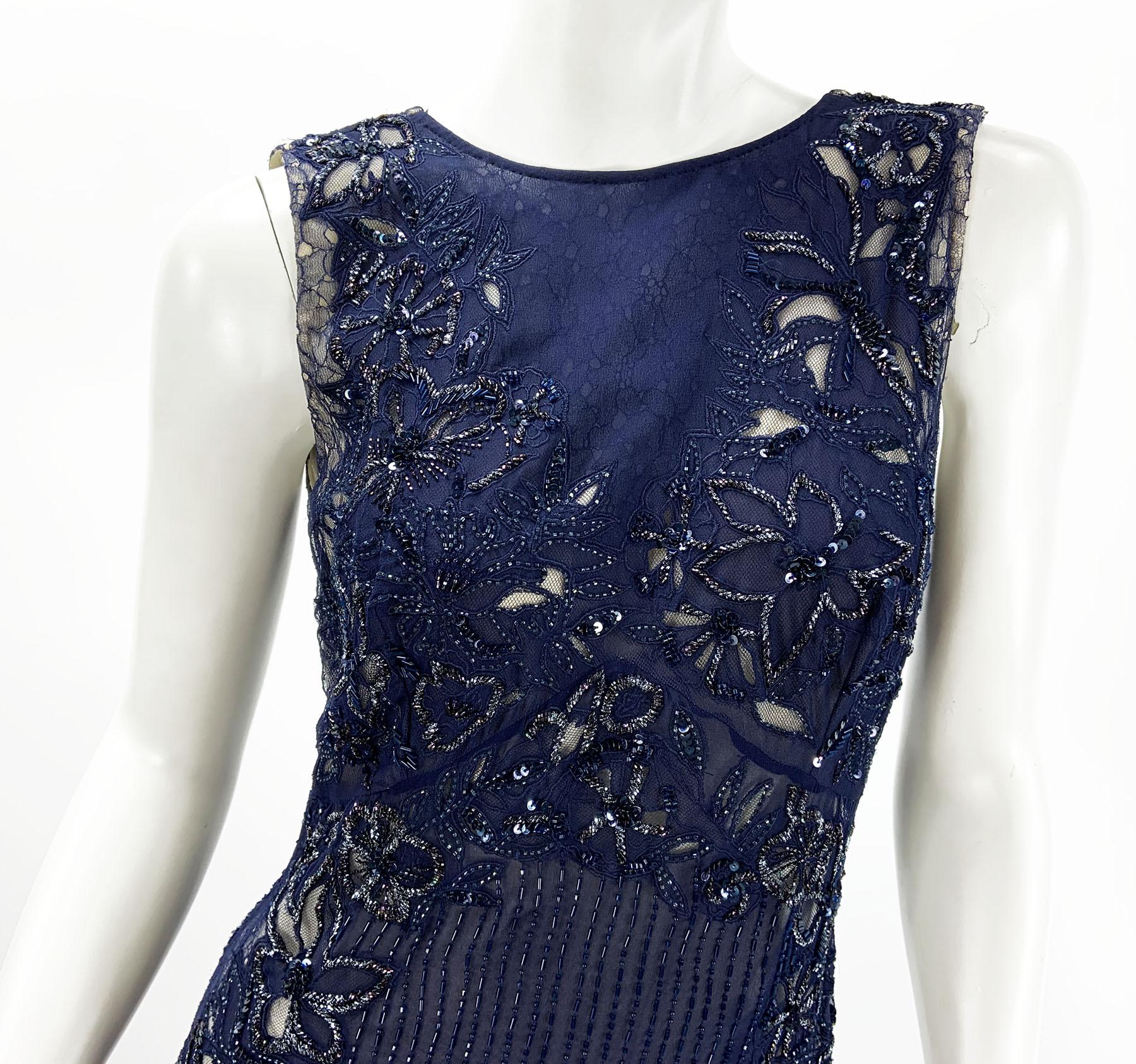 Women's Roberto Cavalli Blue Silk Fully Embellished Dress Gown Italian 42 - US 6 For Sale