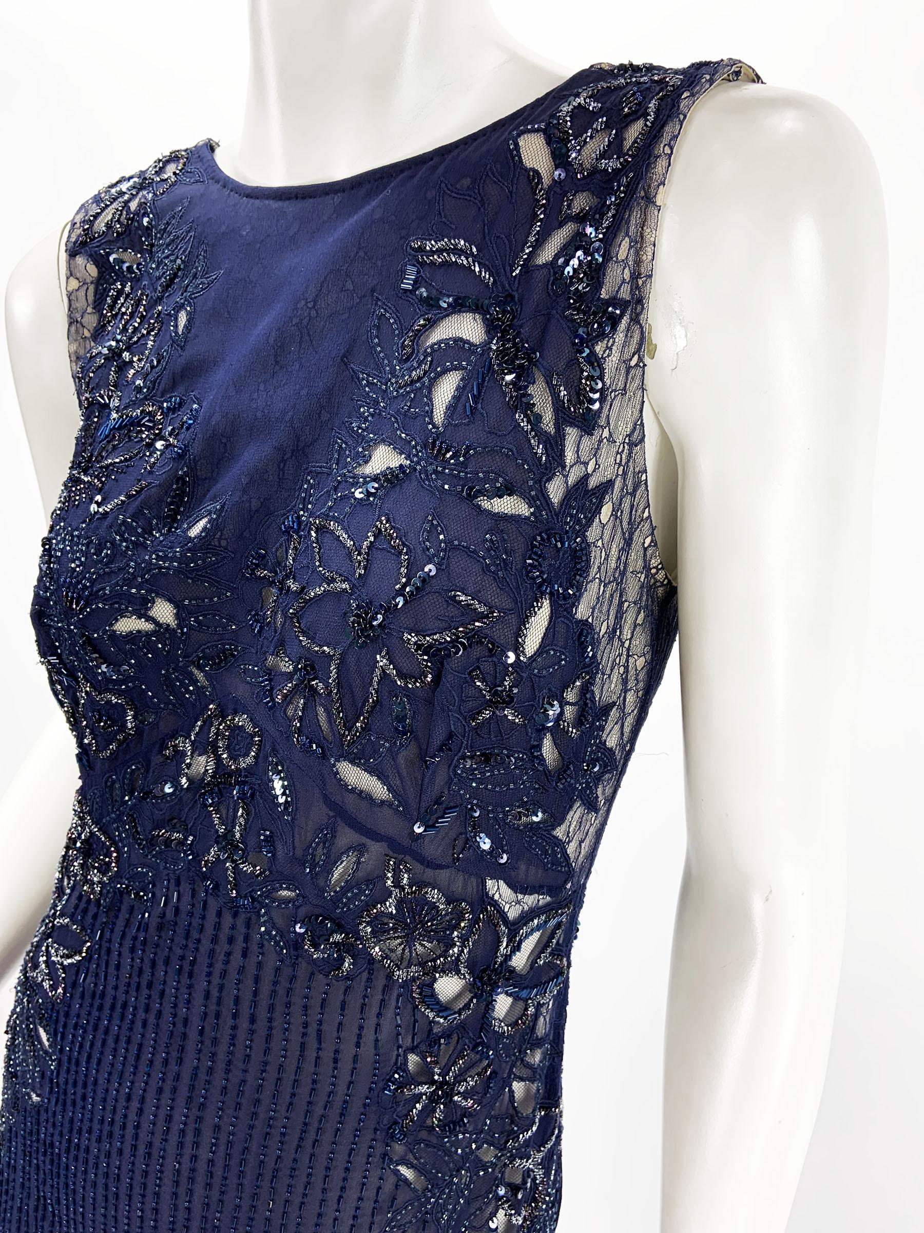 Roberto Cavalli Blue Silk Fully Embellished Dress Gown Italian 42 - US 6 For Sale 1