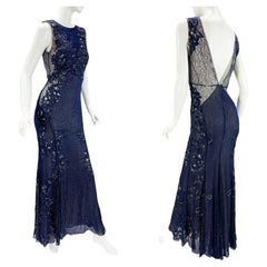 Roberto Cavalli Blue Silk Fully Embellished Dress Gown Italian 42 - US 6