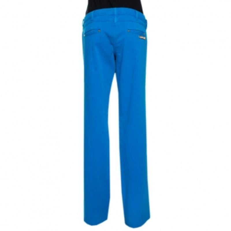 Bleu Roberto Cavalli Jean droit en coton extensible bleu L en vente