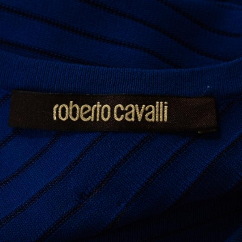 Bleu Roberto Cavalli - Robe à ourlet asymétrique en tricot extensible bleu M en vente