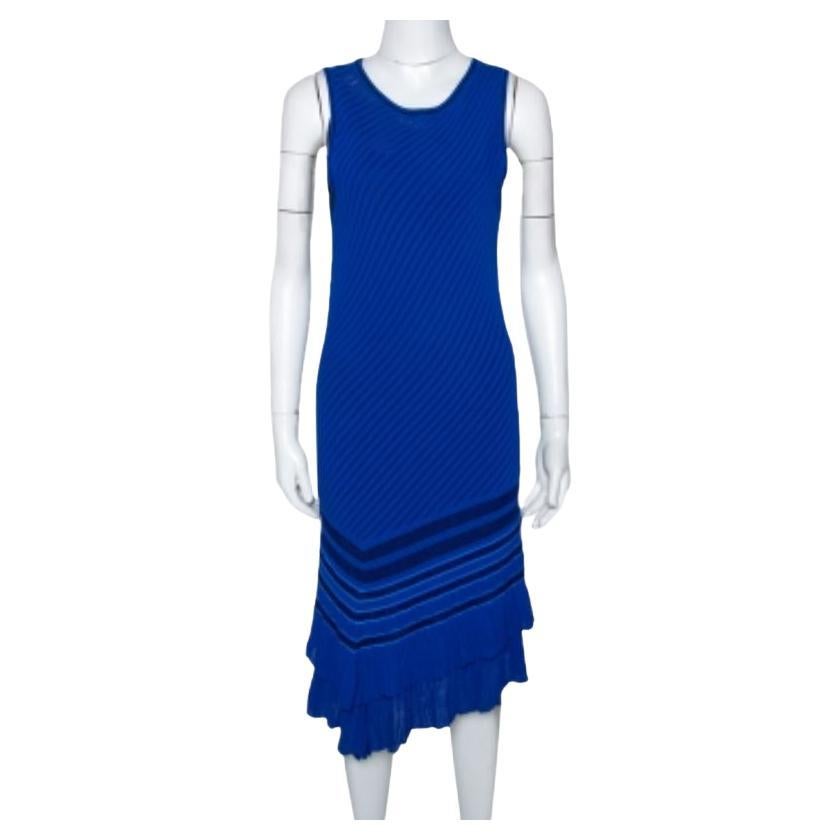 Roberto Cavalli - Robe à ourlet asymétrique en tricot extensible bleu M en vente