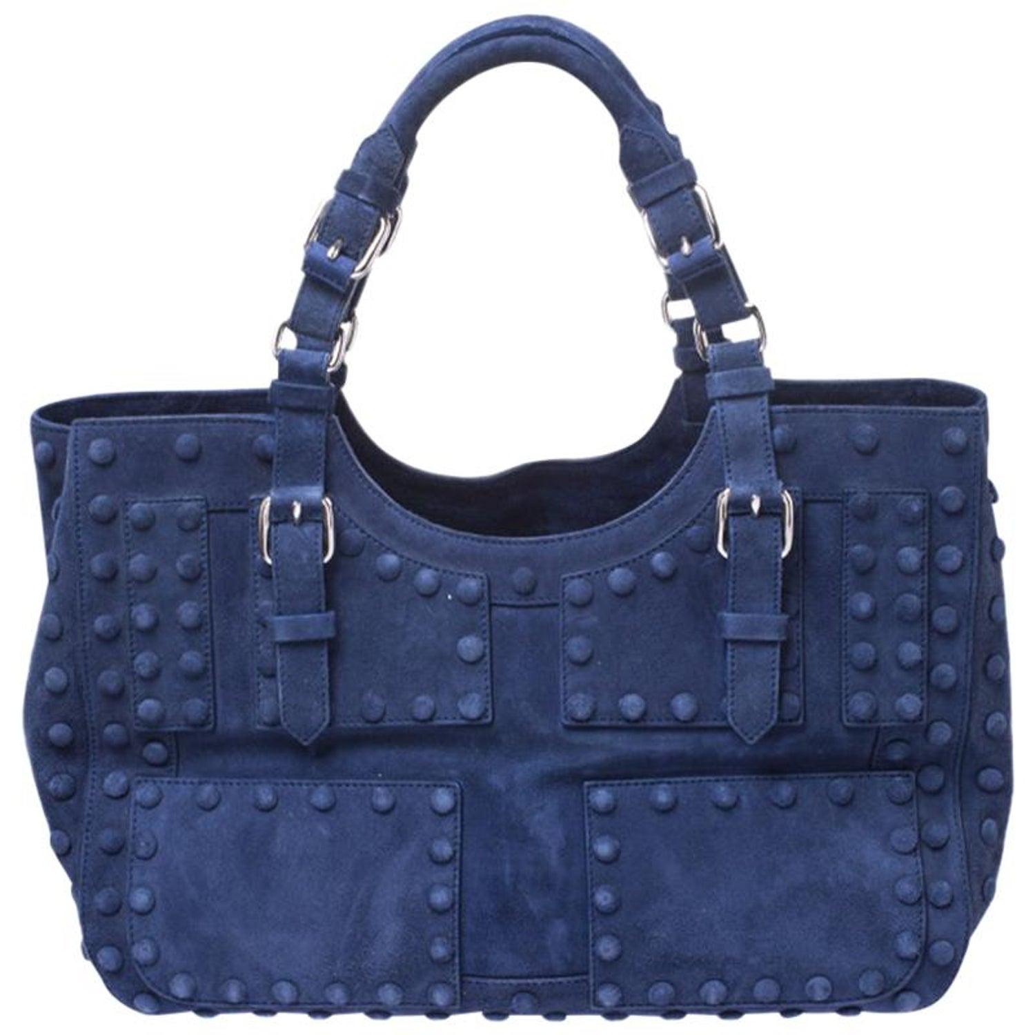 Roberto Cavalli Blue Suede Red Lining Tote For Sale at 1stDibs | blue suede  tote