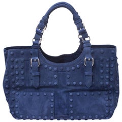 Roberto Cavalli Blue Suede Red Lining Tote