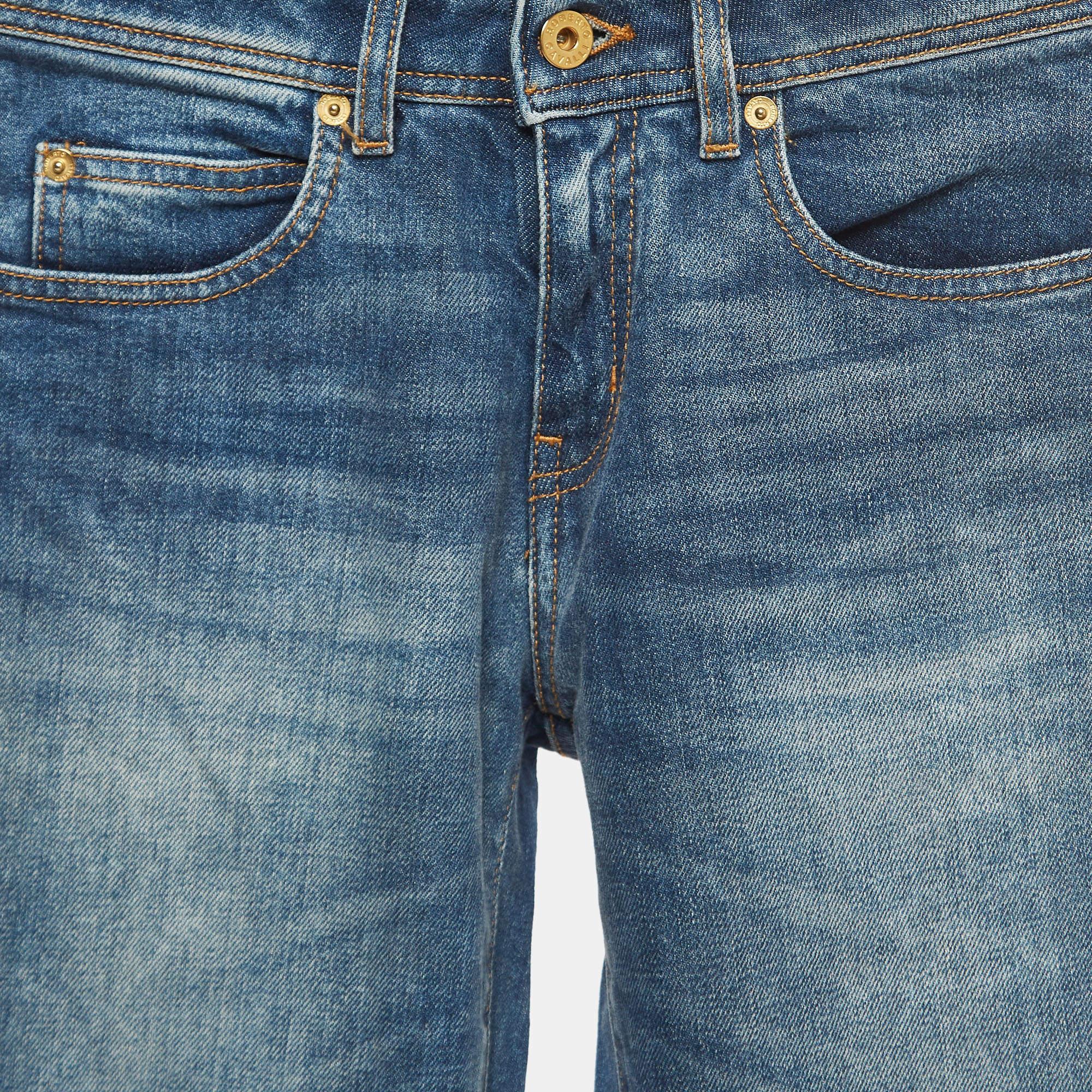 Grigio Roberto Cavalli Jeans skinny in denim lavato blu S Vita 26 in vendita
