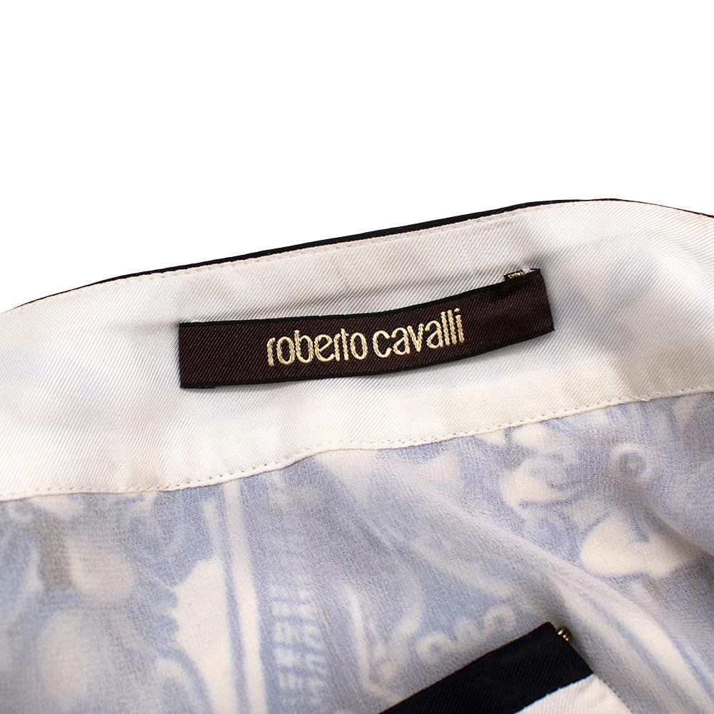 Roberto Cavalli Blue & White Floral Silk Shirt & Skirt - Size XXS/XS 1