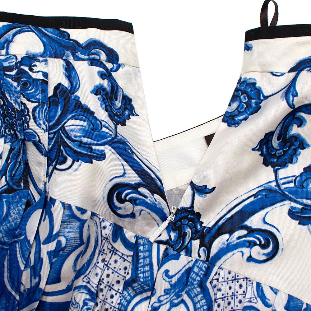 Roberto Cavalli Blue & White Floral Silk Shirt & Skirt - Size XXS/XS 2