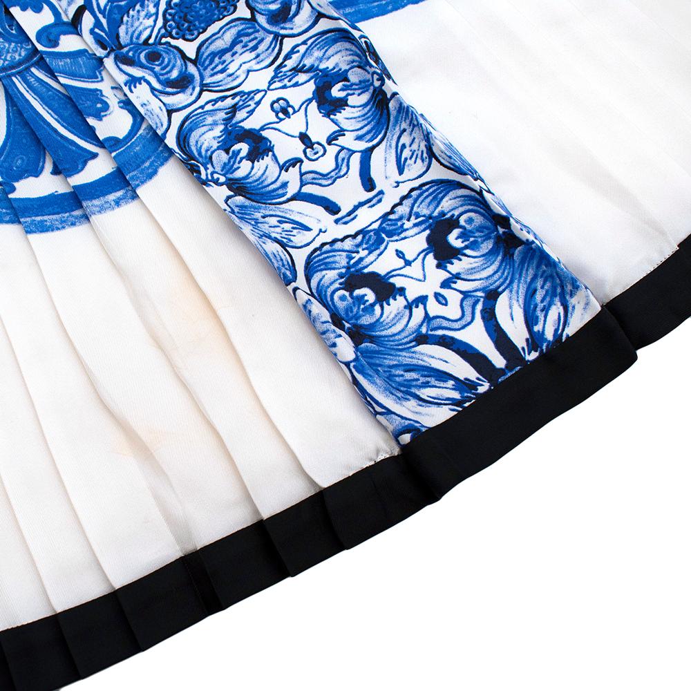 Roberto Cavalli Blue & White Floral Silk Shirt & Skirt - Size XXS/XS 4